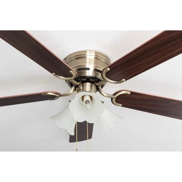 Takfläkt - Pepeo - 105 cm - Valnöt - Antik mässing - Varmvitt LED