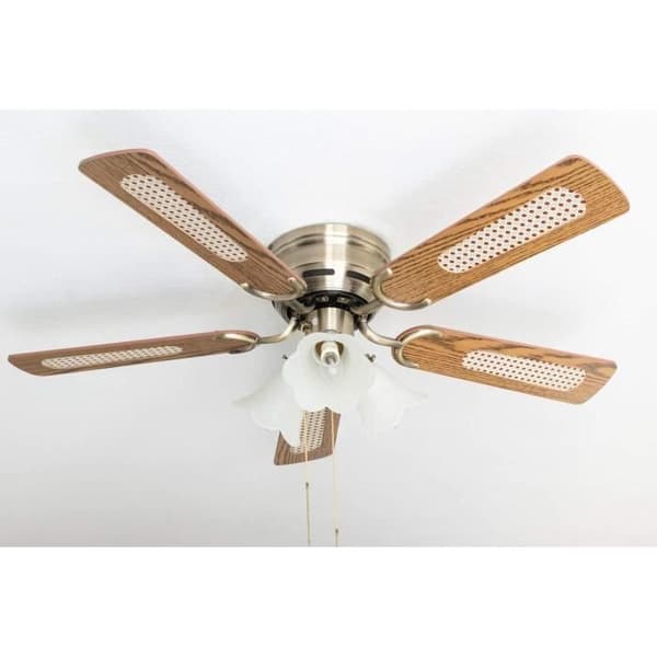 Takfläkt - Pepeo - 105 cm - Valnöt - Antik mässing - Varmvitt LED