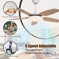 Miniatyrbillede 3 af 7: OBOSOE loftsventilator med LED-belysning - 6 hastigheder og dæmpbar belysning | 112cm | Fjernbetjening og vægstyring | Til stue og soveværelse