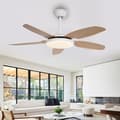 Miniatyrbillede 2 af 7: OBOSOE loftsventilator med LED-belysning - 6 hastigheder og dæmpbar belysning | 112cm | Fjernbetjening og vægstyring | Til stue og soveværelse