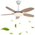 Miniatyrbillede 1 af 7: OBOSOE loftsventilator med LED-belysning - 6 hastigheder og dæmpbar belysning | 112cm | Fjernbetjening og vægstyring | Til stue og soveværelse