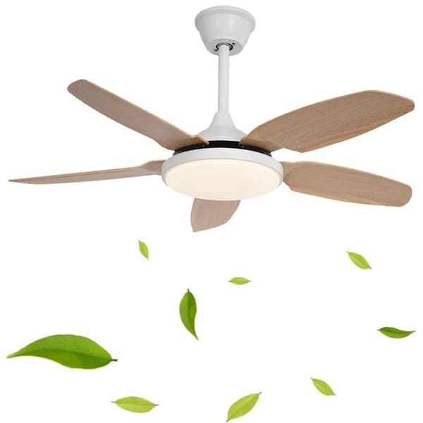 OBOSOE loftsventilator med LED-belysning - 6 hastigheder og dæmpbar belysning | 112cm | Fjernbetjening og vægstyring | Til stue og soveværelse