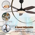 Miniatyrbillede 3 af 8: OBOSOE loftsventilator med LED-belysning – 6 hastigheder og dæmpbart lys | 112 cm | Fjernbetjening og vægstyring | Til stuer og soveværelser