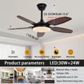 Miniatyrbillede 6 af 8: OBOSOE loftsventilator med LED-belysning – 6 hastigheder og dæmpbart lys | 112 cm | Fjernbetjening og vægstyring | Til stuer og soveværelser