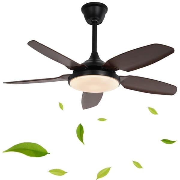 OBOSOE loftsventilator med LED-belysning – 6 hastigheder og dæmpbart lys | 112 cm | Fjernbetjening og vægstyring | Til stuer og soveværelser