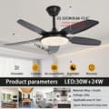 Miniatyrbillede 6 af 7: OBOSOE loftsventilator med LED-belysning – 6 hastigheder og dæmpbart lys | Støjsvag og energieffektiv | 112 cm | Fjernbetjening