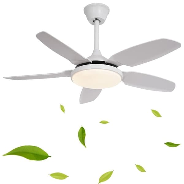 OBOSOE Moderne loftsventilator med LED-lys – dæmpbar belysning og 6 hastigheder | Vinter/sommer-funktion | 112 cm | Fjernbetjening + vægkontrol