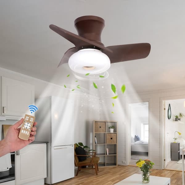 OBOSOE Loftsventilator med LED-belysning - Støjsvag 60 cm med fjernbetjening - Loftsventilator, Vendbar Ventilator