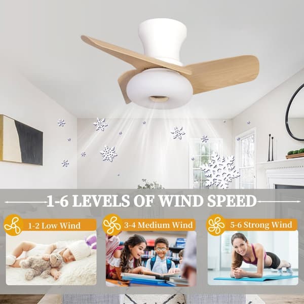 OBOSOE Loftsventilator med LED-belysning - Støjsvag 60 cm med fjernbetjening - Loftsventilator, Vendbar Ventilator