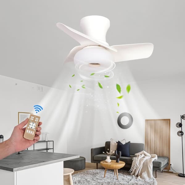 OBOSOE Loftsventilator med LED-belysning - Støjsvag 60 cm med fjernbetjening - Loftsventilator, Vendbar Ventilator