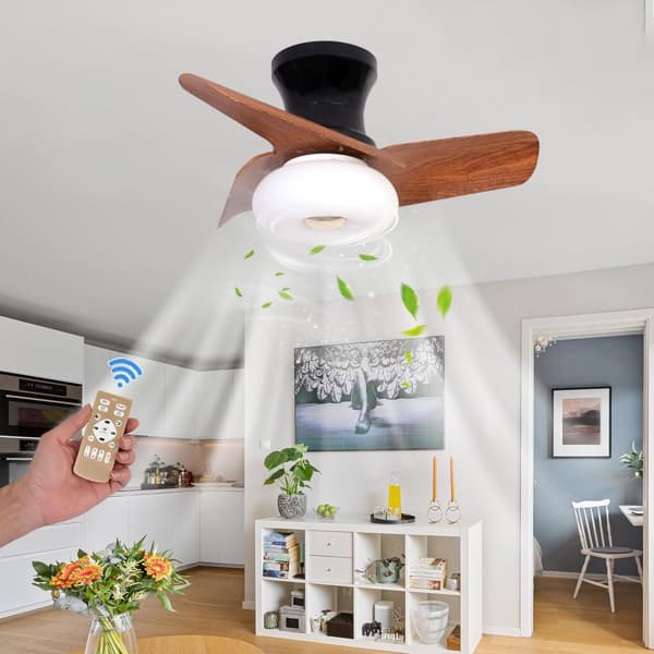 OBOSOE Loftsventilator med LED-belysning - Støjsvag 60 cm med fjernbetjening - Loftsventilator, Vendbar Ventilator