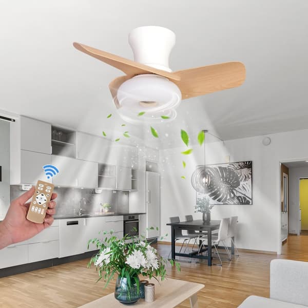 OBOSOE Loftsventilator med LED-belysning - Støjsvag 60 cm med fjernbetjening - Loftsventilator, Vendbar Ventilator