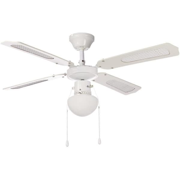 FARELEK BALI vendbar loftsventilator - Ø 107 cm, 4 hvide/hvide rørblade + belysning - 112420