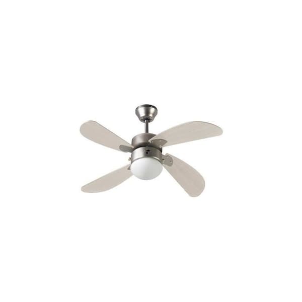FARELEK - BERMUDES Ø 107 cm - Vendbar loftsventilator, 4 blade i lys eg + 1 globe 60W E27 belysning - 112423