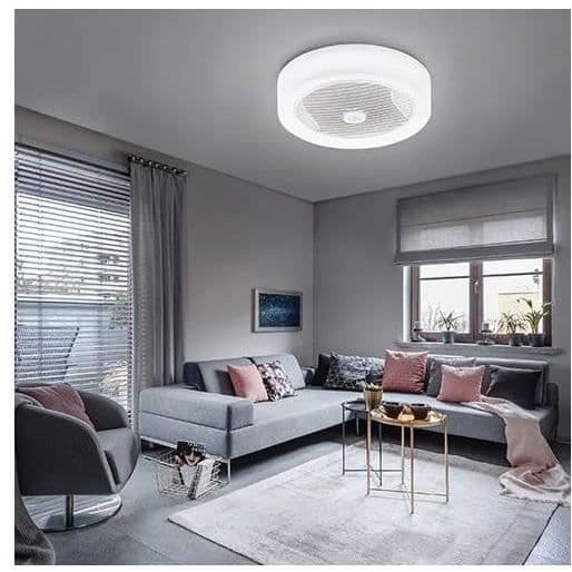 AIR-LIGHT CROWN - Valkoinen kattotuuletin Ø40cm 95W LED-valaistuskruunulla