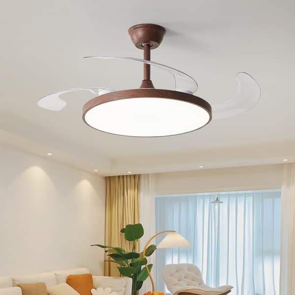 OBOSOE loftsventilator 42W 95cm lydløs med udtrækkelige blade LED-belysning fjernbetjening