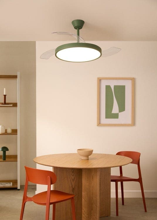 OBOSOE loftsventilator 42W 95cm lydløs med udtrækkelige blade LED-belysning fjernbetjening