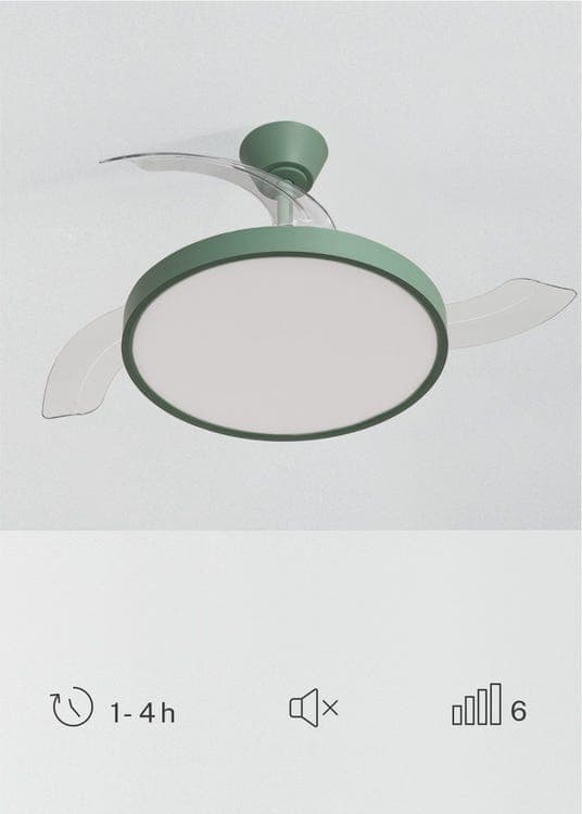 OBOSOE loftsventilator 42W 95cm lydløs med udtrækkelige blade LED-belysning fjernbetjening