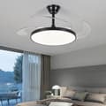 Miniatyrbillede 1 af 9: OBOSOE loftsventilator 42W 95cm lydløs med udtrækkelige blade LED-belysning fjernbetjening