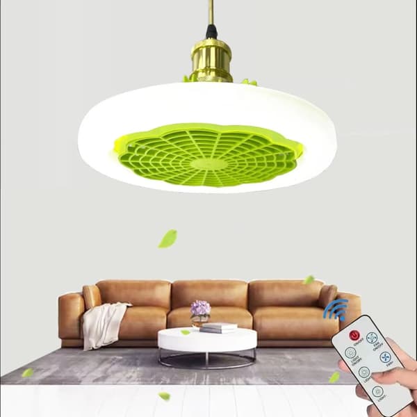 Kattotuuletin himmennettävällä LED-valolla, säädettävä nopeus, 30W teho,Vihreä