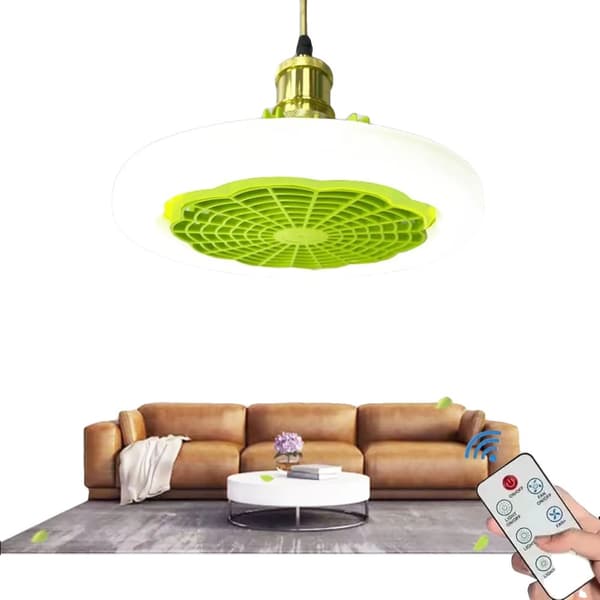 Kattotuuletin himmennettävällä LED-valolla, säädettävä nopeus, 30W teho,Vihreä