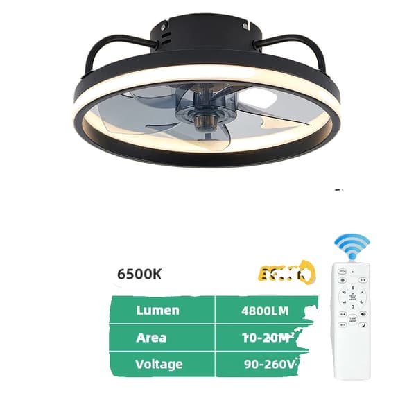 Loftventilator med lys, 60W effekt, fjernbetjeningsbekvemmelighed,Rød 50 cm