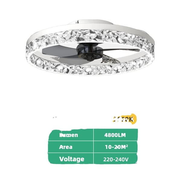 LED Takfläktlampa, 60W Effekt, Dubbel Vindläge,APP med RC Dimmable, VIT