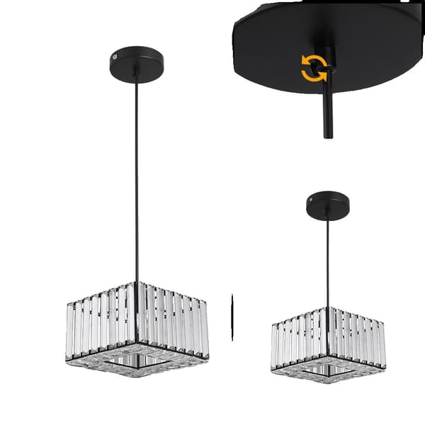LED Pendellampa, Justerbar Höjd, Järn + Kristall, Modern Stil,Svart 1