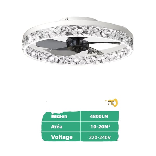 Loftlampe med ventilator, fjernbetjening, dæmpbar, moderne design,Hvid 3