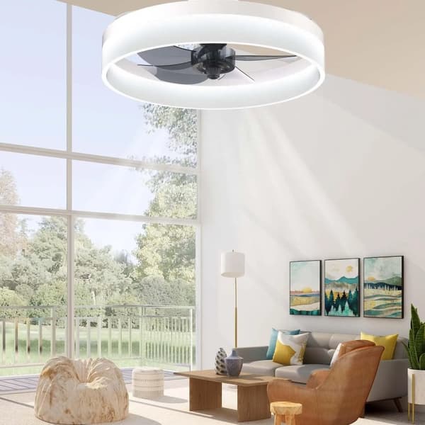 Loftlampe med ventilator, fjernbetjening, dæmpbar, moderne design,Hvid 1