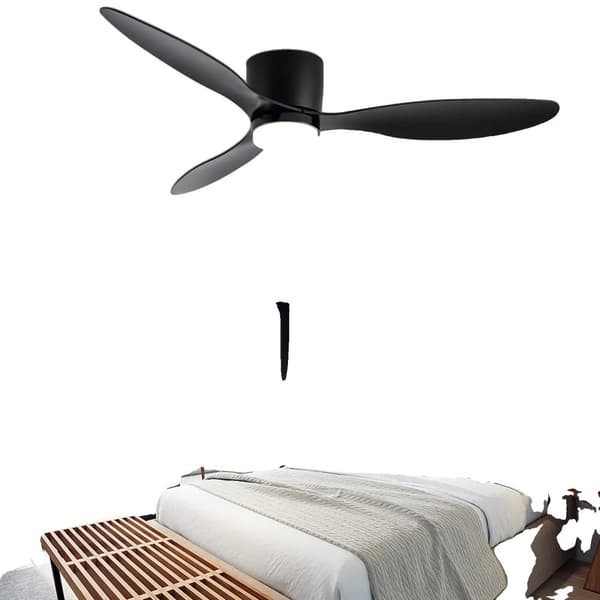 Loftventilator, Fjernbetjening, LED-lys, Flerhastighedsindstillinger,52 inches, sort