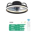 Miniatyrbild 1 av 2: Modern takfläkt med LED-lampa, 55W/60W effekt, stark belysning,svart 33 cm