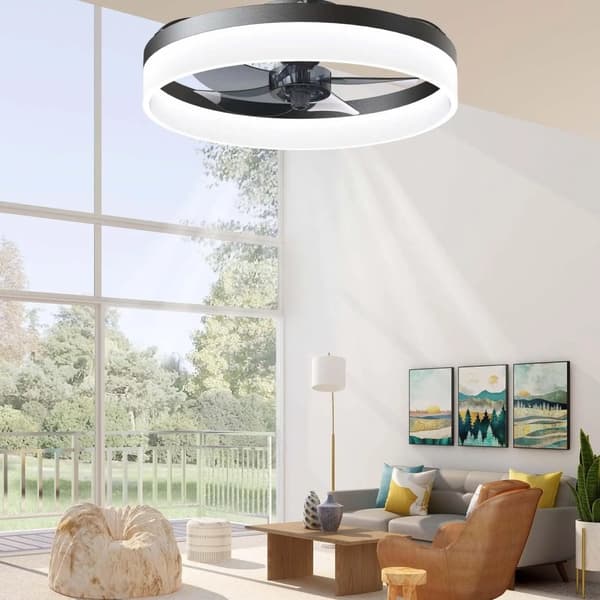 Loftventilator med lys, 5 blade, LED lyskilde,85-265V, sort
