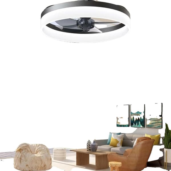 Loftventilator med lys, 5 blade, LED lyskilde,85-265V, sort