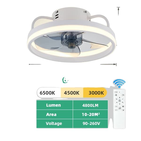 Moderni kattotuulettaja LED-valolla, 55W/60W teho, kirkas valaistus,vihreä 50cm