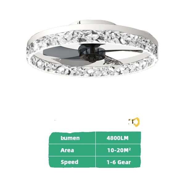 LED Takfläktlampa, 60W Effekt, Oändligt Dimmbar,APP med RC dimbar, VIT