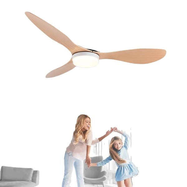 Loftventilator, LED-lys, fjernbetjening, dæmpbar,52 inches, Træmassefarve