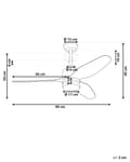 Miniatyrbilde 3 av 10: Takvifte med LED-lys Lysebrun Metall Tre Fjernkontroll Justerbar hastighet i 5 trinn Justerbart lys Timer Moderne design