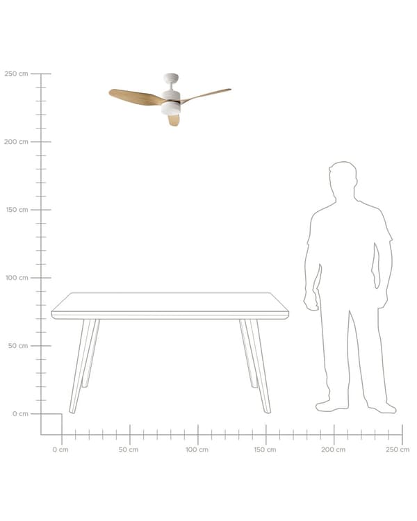 Takvifte med LED-lys Lysebrun Metall Tre Fjernkontroll Justerbar hastighet i 5 trinn Justerbart lys Timer Moderne design