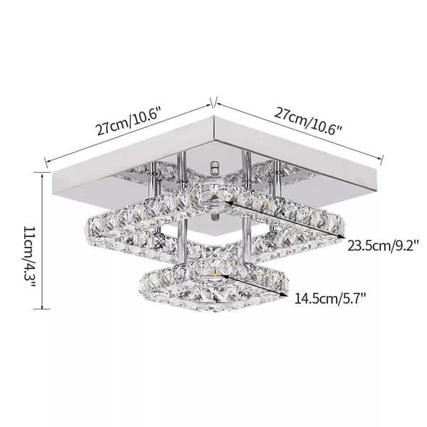 Loftlys, Krystal LED, Rustfrit Stål Lysekrone, E L27xW27cm, Kold Hvid