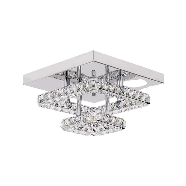 Loftlys, Krystal LED, Rustfrit Stål Lysekrone, E L27xW27cm, Kold Hvid