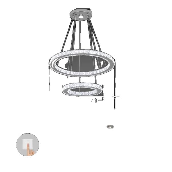 Kristallkrona, modern design, hängande pendel, 30x50cm 2ringar, utbytbar