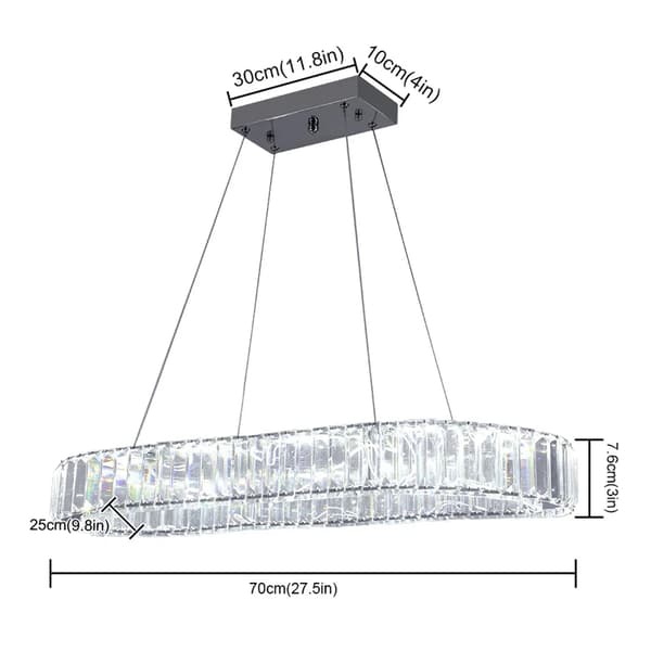 Krystal krone, moderne design, LED vedhæng lys, D70x76cm, Kold Hvid