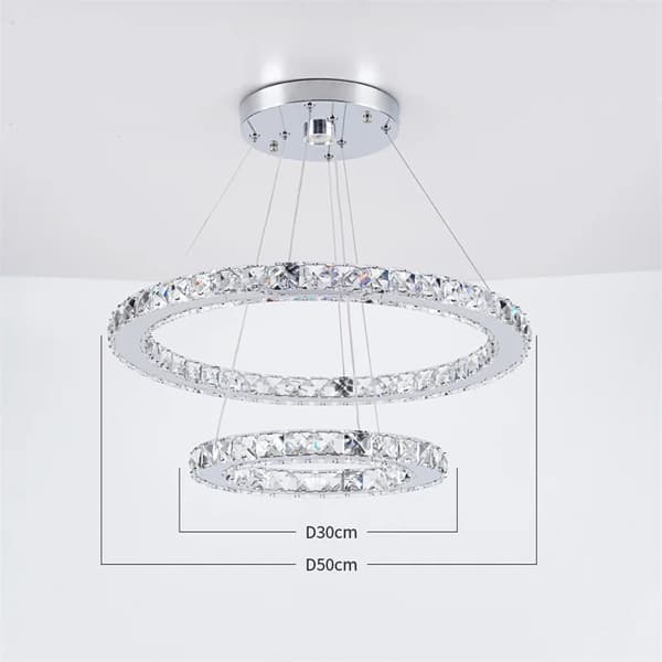 Krystal krone, moderne design, LED vedhæng lys, 2ringe D50XD30cm, Udskiftelig