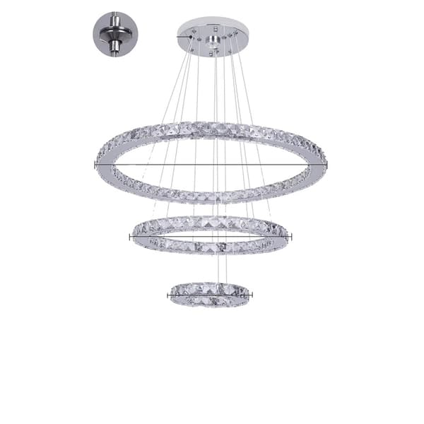 Kristallikruunu, moderni muotoilu, LED-riippuvalot, 3rings D20XD40XD60cm, lämmin valkoinen