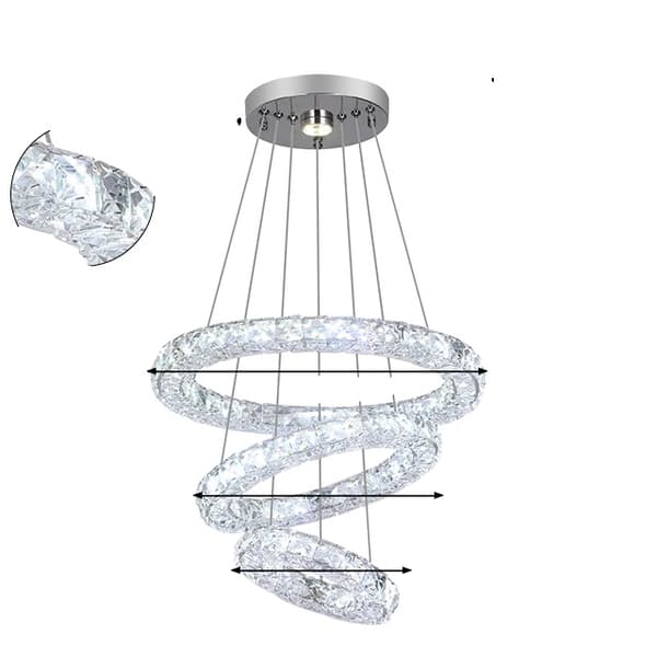 Kristallkrona, modern design, LED-pendellampor, 3M 20X30X40CM, Kallvit