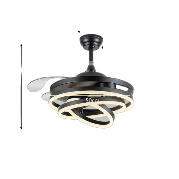 Kattotuuletin LED-valolla, kaukosäätötoiminto, himmennettävä ominaisuus,musta, Kolmivärinen himmennys RC
