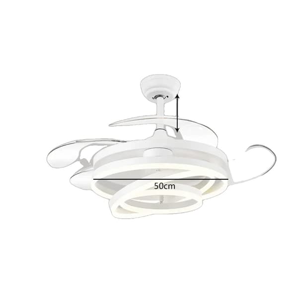 Takfläkt med LED-lampa, fjärrkontroll, dimbar funktion,vit, Trikolor dimning RC