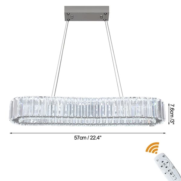 Kristallikruunu, LED-valaistus, kaukosäädin, L57cm Ovaali, himmennettävä kaukosäätimellä