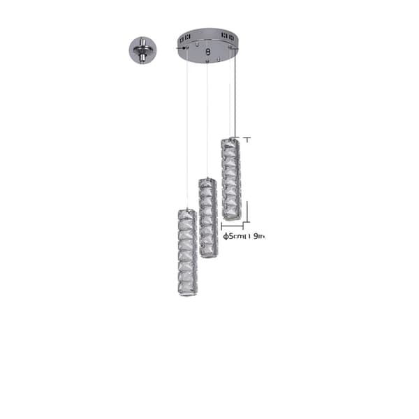 Kristall Taklampa, Nordisk Design, LED Belysning, 3 huvuden, varmvit